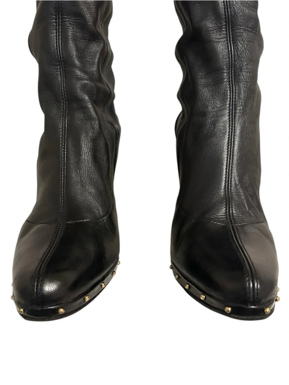 GUCCI Tom Ford Era Black Leather Studded Platform OTK Runway Boot Y2K Fall 2003
